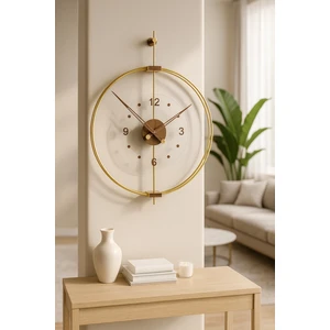 Wallover Design Xl Boy Rosa Gold/ceviz Premium – Çift Çemberli Lüks Büyük Sessiz Metal (Paslanmaz) Duvar Saati, 60X75 cm ✨