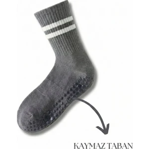 1 Çift Gri Yoga Pilates Kaydırmaz Çorap
