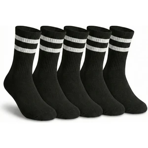 Kadın Siyah Çift Çizgili Soket Çorap 5’li Paket