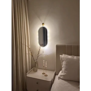 Wallover Design Büyük Boy 30X80 Serenity Gold Kablosuz Pilli Led’li Dekoratif Ayna – Modern Duvar Aynası, Dresuar Aynası