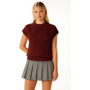 Roman Süzene Detay Bordo Triko Süveter