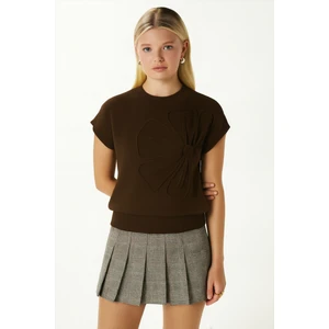 Roman Süzene Detay Acı Kahve Triko Süveter