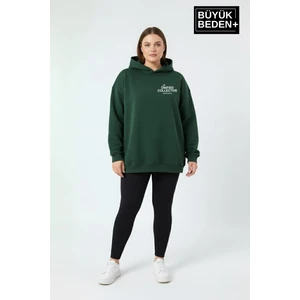 Kadın Büyük Beden Rahat Kalıp Hoodie -Unified Baskılı Kapüşonlu Sweatshirt SPR26BSWK968