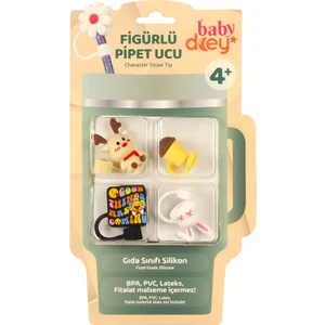 Silikon Figürlü Pipet Ucu 4'lü