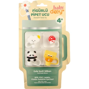 Silikon Figürlü Pipet Ucu 4'lü