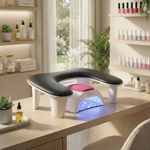 Aba Nails Oval U Tipi Ergonomik Manikür Sehpası Siyah Manikür Kol Desteği U1B