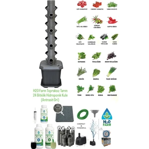 Hidroponik Dikey Tarım - Topraksız Tarım Kule Sistemi Seti - 24 Bitkilik (Marul,çilek Vb.)