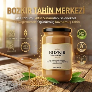 Bozkır Tahin Merkezi Yerli Ata Tohumu Altın Susam Taş Değirmen Doğal Tahini Kavrulmuş 600 gr (Vegan& gluten içermez)