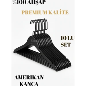 Beyaz Siyah Ceviz Ahşap Lüks Askı Kıyafet Elbise Gömlek ve Pantolon Askısı Amerikan Kanca 10 Adet