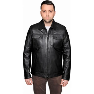 Morata Hakiki Deri Punto Dikişli Erkek Siyah Ceket