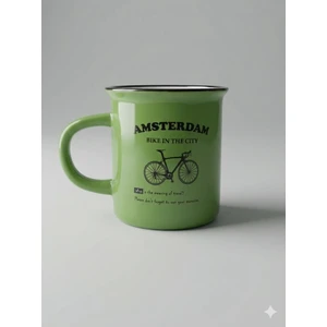 Şehir Temalı Retro Seramik Kupa - Emaye Görünümlü