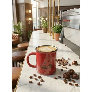 Şehir Temalı Retro Seramik Kupa - Emaye Görünümlü