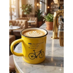 Şehir Temalı Retro Seramik Kupa - Emaye Görünümlü