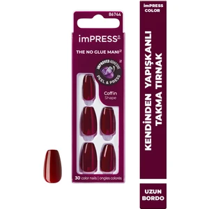 İmpress Color Kendinden Yapışkanlı Takma Tırnak Uzun Bordo