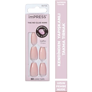 İmpress Color Kendinden Yapışkanlı Takma Tırnak  Uzun Nude Pembe