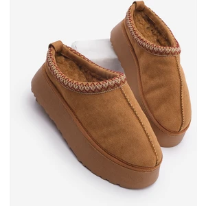 Kadın İçi Kürklü Kalın Taban Önü Kapalı Günlük Kışlık Terlik Furenta Taba Süet