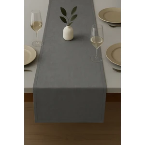 De'vor Kadife Görünümlü Gri Masa Runnerı