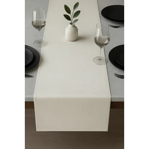 De'vor Kadife Görünümlü Ekru Masa Runnerı