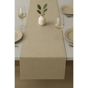 De'vor Kadife Görünümlü Bej Masa Runnerı