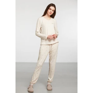 Penye Mood Ekru Örme Pijama Takım