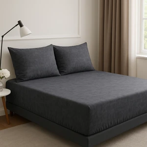 Anrasit Lastikli Çarşaf Yastık Kılıflı