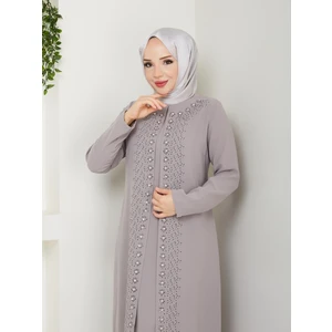 Papatya Taşlı Büyük Beden Anne Elbisesi