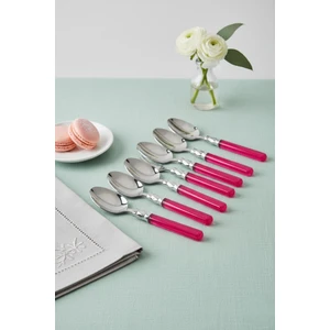 6’lı Paslanmaz Çelik Pembe Tatlı Kaşığı Seti