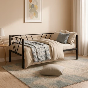 Alchera Daybed Tek Kişilik Sedir Divan Metal Karyola Siyah