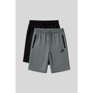 Tommy Life Standart Kalıp 2li Paket Siyah-Çağla Erkek Şort - 81136