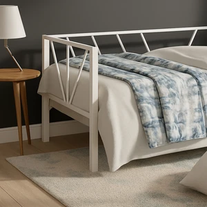 Alchera Daybed Tek Kişilik Sedir Divan Metal Karyola Beyaz