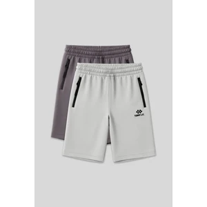 Tommy Life Standart Kalıp 2li Paket Koyu Gri-Taş Erkek Şort - 81136