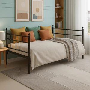 Soho Daybed Tek Kişilik Sedir Divan Metal Karyola Siyah