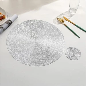 One Kado Pvc Yemek Takımı, Yuvarlak Pvc Amerikan Servis Seti 6 Parça Gümüş(Silver)