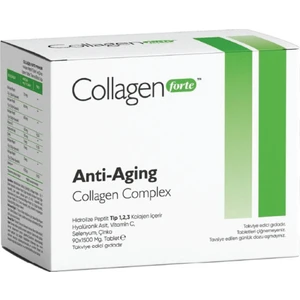 Collagen Forte Platinum Anti-Aging Collagen Complex, Hyalüronik Asit, Çinko, Selenyum & Vitamin C, 90 Tablet