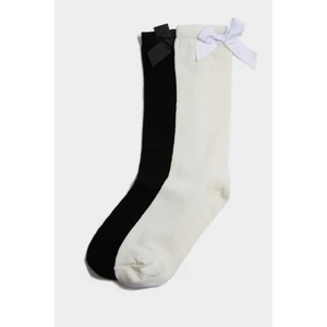 Kız Çocuk 2'li Pamuklu Diz Altı Okul Çorabı B5070A8NS