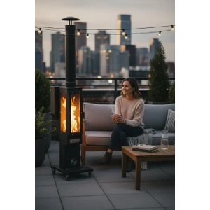 Pelet Soba Iç-Dış Mekan 3 Tarafı Camlı Tekerlekli Pelet Sobası