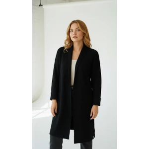 Kadın Şal Yaka Oversize Uzun Triko Hırka