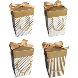 LİYA Design Prints, Altım ve Beyaz renkli Hediye kutusu 4lü Set 9X9X15 cm Özel Tasarım Hediye Kutusu