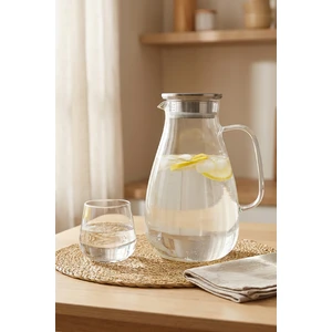 Süzgeç Kapaklı Borosilikat Büyük Cam Sürahi 2,6 lt