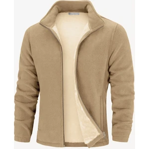 Ghassy Co. Erkek Ultra Isı Peluş Astarlı Cepli Tam Fermuarlı Polar Ceket