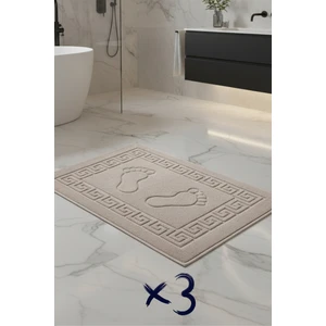 3'lü Ayak Izli Bukle Ayak Havlusu Seti 250 Gram - Paspas Banyo Seti (3 Adet)