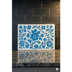 Miabella Home Cam Kesme Tahtası Antibakteriyel Çiçek Desenli Cam Doğrama Tahtası Kesme Tahtası 20X30 cm