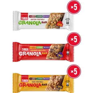 Granola Bar Deneme Paketi 25gr X 15 Antep Fıstıklı, Kırmızı Meyveli, Yer Fıstıklı Çeşitleri