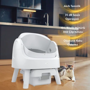 Autoscooper 11 Açık Üst Akıllı Otomatik Kedi Tuvaleti | Büyük Irklar İçin Uygun, Akıllı Sensör, Koku Hapsetme