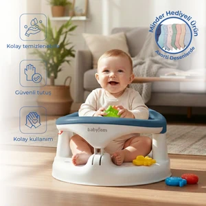 Yandan Açılır Banyo ve Mama Oturağı & Minder 2'li Set İndigo Mavi