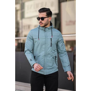 Tunahan Erkek Giyim Slimfit Kesim Duz Desen Mevsimlik Kapşonlu Mont-Su Yesili