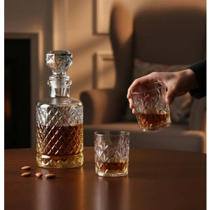 Odi Home Cam Karaf Sürahi ve 2'li 300 ml Bardak Seti Su Meşrubat Viski Şişesi 1200 ml