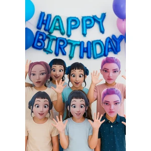 6'lı Paket Lisanslı K-Pop Hunterix Demon Hunters Iblis Avcıları Karton Maske Seti - Parti ve Etkinlik Kostümü Aksesuarı