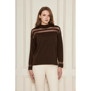 Irmak Kerekli Transparan Çizgili Triko Kazak Triko Bluz 1107