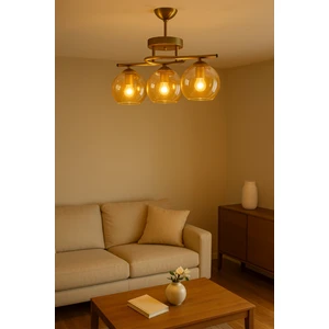 Fuji Modern Tasarım Yatak Odası Salon Mutfak Oturma Odası Renk Camlı 3 Lü Avize